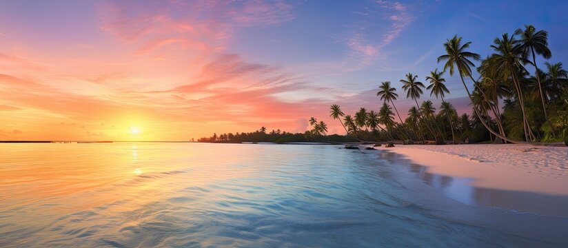 Beach sunset Maldives With copyspace for text