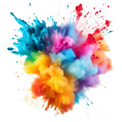 Colorful splash explosion isolated transparent, generative ai
