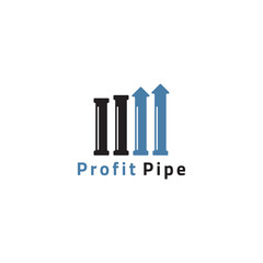 The chart logo is in the shape of a pipe with an upward arrow. Suitable for use in clean water supply, restoration and investment businesses.