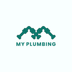 Water pipe logo with a roof and the letter M. Suitable for use in clean water supply, restoration and construction businesses.