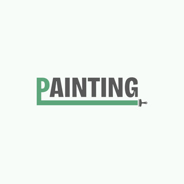Painting word logo with a brush painting the letter P. Suitable for use in interior, renovation and construction businesses.