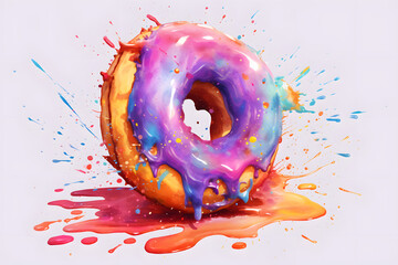 Donut Watercolor Art Style