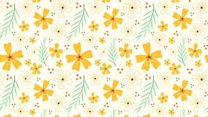 yellow flower decorative seamless pattern background illustration