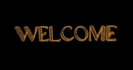 word welcome golden text on black background, 3d render