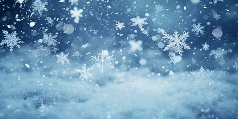 Fototapeta premium christmas snowy winter snowflakes falling background cinematic