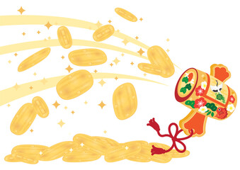 大判小判がザックザクな打ち出の小槌のベクターイラスト