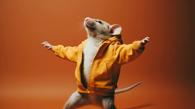 Dancing mouse with yellow jacket
