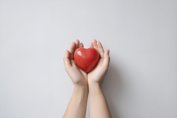Heart in hand for philanthropy concept  woman holding generative ai