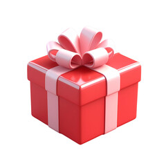 Gift box red isolated transparent, generative ai
