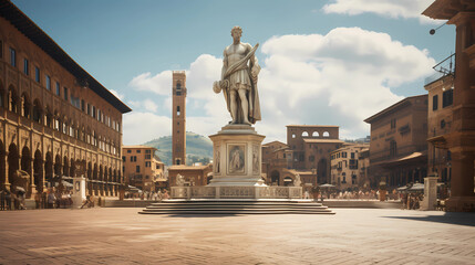  Piazza della Signoria with the statue of David by Michelangelo
