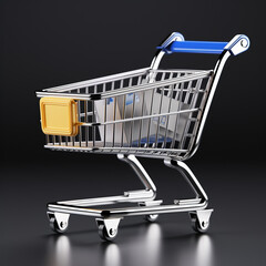 3D render of shopping cart isolated on minimalist background