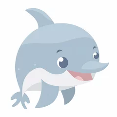 Foto auf Acrylglas Dolphin Cartoon Illustration - Playful Marine Artistry © Paper