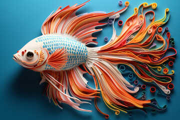 Obraz na płótnie Canvas fish made from quilling paper