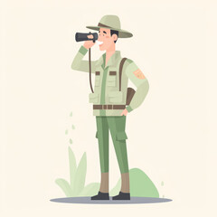 Safari Guide Cartoon Illustration - Your Expert Companion in the African Wilderness