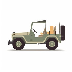 Safari Jeep Cartoon Illustration - Wild Adventure in the African Savanna