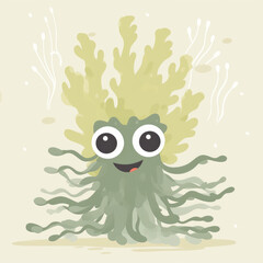 Obraz premium Seaweed Cartoon Illustration - Dive into the Underwater World of Art