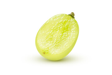 Closeup green grape isolated on white background with clipping path.	
