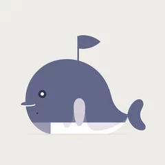 Poster Im Rahmen Whale Cartoon Illustration - Playful Marine Adventure and Oceanic Delight © Paper
