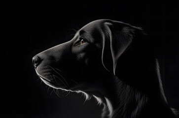 black dog portrait silhouette lighting
