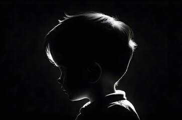 silhouette of a little boy