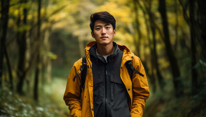 Hiker in the middle of the forest.