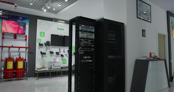 Server Station in the Demonstration Stand at the Electronic Exhibition