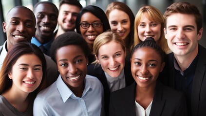 group of smiling multiethnic businesspeople together