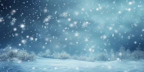 Foto op Plexiglas christmas snowy winter snowflakes falling background cinematic © Young