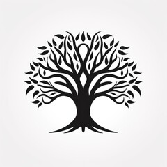 Minimalist Black Tree Logo on Clean White Background - obrazy, fototapety, plakaty