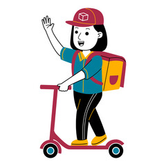 young woman courier vector illustration
