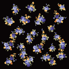 A collection of rose flower materials created with an old-fashioned image,