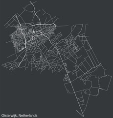 Detailed hand-drawn navigational urban street roads map of the Dutch city of OISTERWIJK, NETHERLANDS with solid road lines and name tag on vintage background