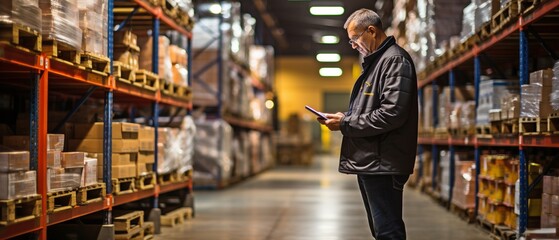 A worker controls an automated retail warehouse using an AR application on a tablet..