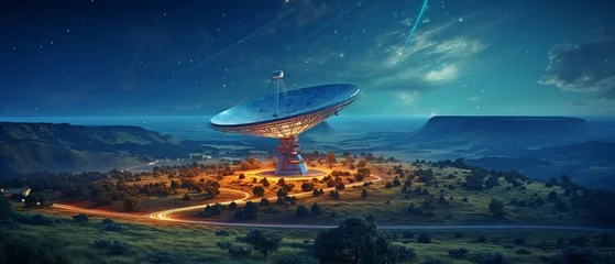 Fotobehang antenna for a satellite. data transmission, a radio telescope, a military radar, an observatory for cosmological research. © tongpatong