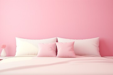Fototapeta na wymiar white pillow on pink background with matching walls. Generative AI