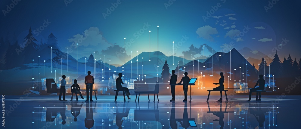 Wall mural a technological company's modern workplace is home to data scientists who are working on the creatio