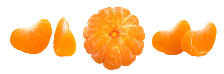 Fresh, juicy mandarin, tangerine isolated on a white background. panorama, banner.