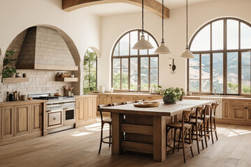 Mediterranean luxury kitchen.  Generative AI