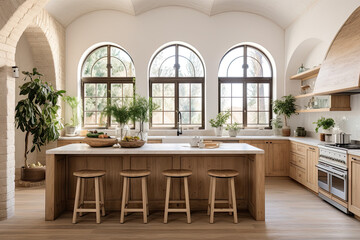 Mediterranean luxury kitchen.  Generative AI