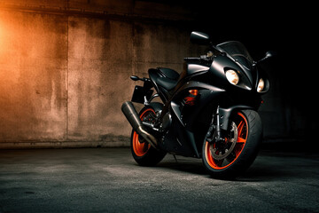 motorcycle on color background, copy space for your individual text