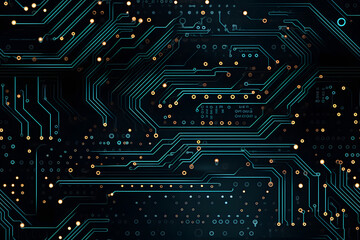 seamless texture and full-frame background of circuit board topology, neural network generated image. Not based on any actual scene or pattern.