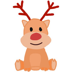 cute color cartoon reindeer sitting