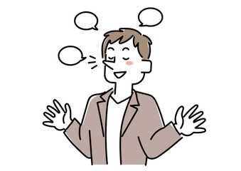 得意げに自慢をする男性のイラスト