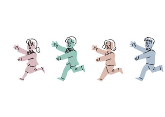 一生懸命追いかけている人物のイラストセット