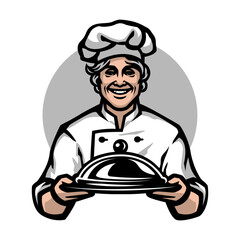 Chef in headdress. Logo, emblem