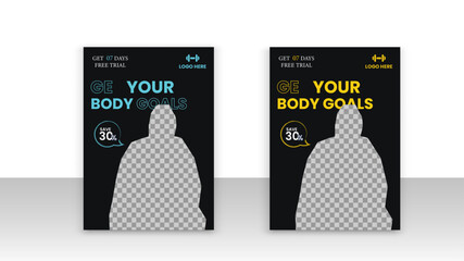 GYM, Fitness Flyer template with grunge shapes. vector, fitness bodybuilding, and gym flyer A4 size template
