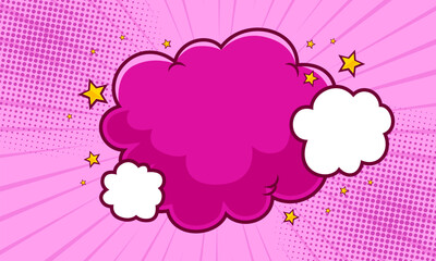 Comic pink background with cloud illustration