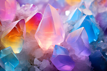 Rainbow crystals close-up background