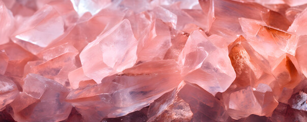 Himalayan pink salt crystals close-up background - obrazy, fototapety, plakaty