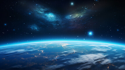 Panoramic view of planet Earth with copy space.